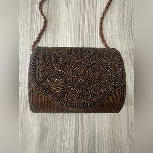 Copper-Tone Beaded Crossbody Bag by SASHA, small, Excellent Condition